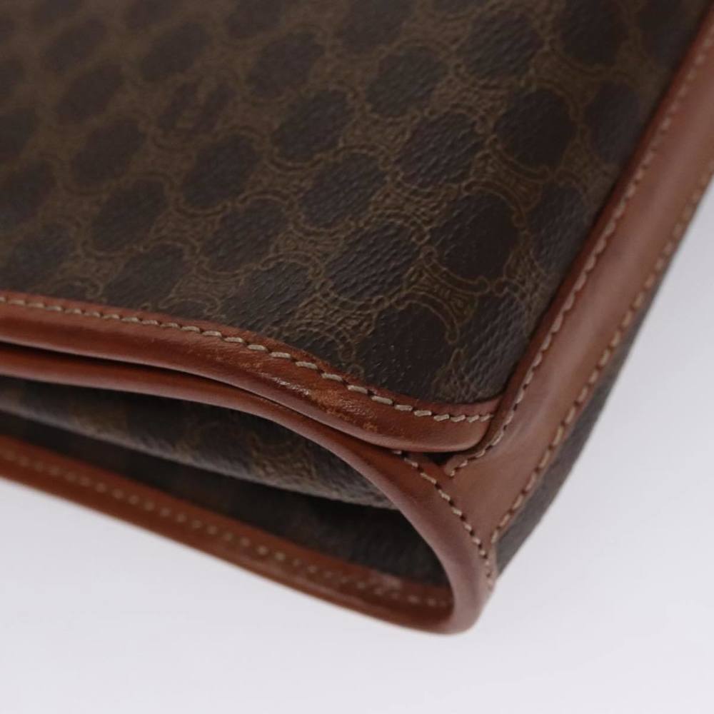 CELINE Macadam Canvas Clutch Bag PVC Leather Brown Gold Auth 106871 - Picture 14 of 16